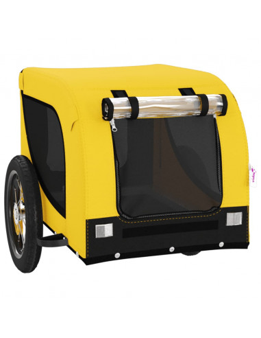 Rimorchio da Bici per Animali Giallo e Nero Oxford e Ferro