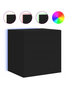 Mobili TV a Parete con Luci LED 2pz Neri 40,5x35x40 cm 2