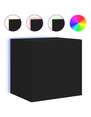Mobili TV a Parete con Luci LED 2pz Neri 40,5x35x40 cm