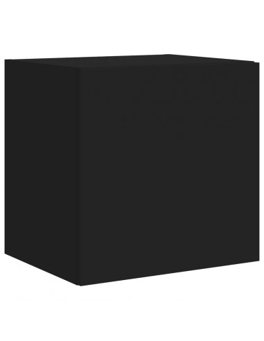 Mobili TV a Parete con Luci LED 2pz Neri 40,5x35x40 cm