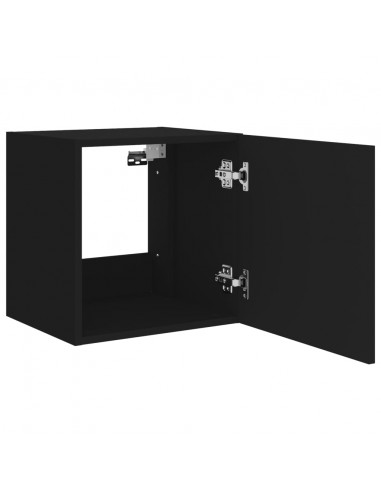 Mobili TV a Parete con Luci LED 2pz Neri 40,5x35x40 cm