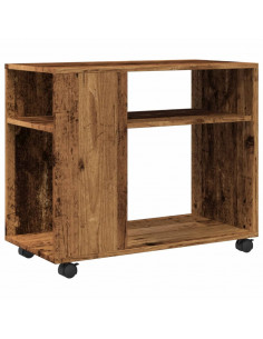 Tavolino con Ruote Legno Antico 70x35x60cm in Truciolato 2