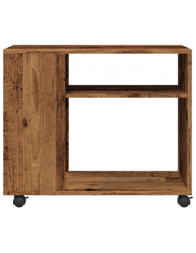 Tavolino con Ruote Legno Antico 70x35x60cm in Truciolato