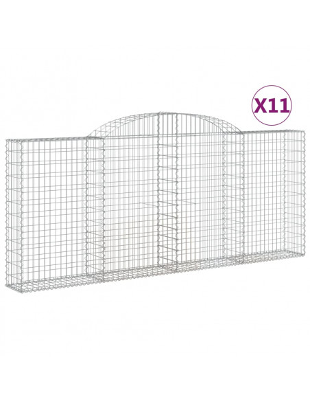 Cesti Gabbioni ad Arco 11 pz 300x30x120/140 cm Ferro Zincato