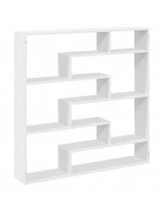 Mensola a Cubo da Parete 7 Scomparti in Truciolato Bianco 2