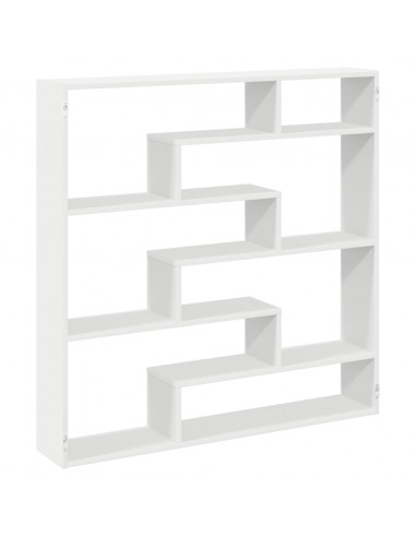 Mensola a Cubo da Parete 7 Scomparti in Truciolato Bianco