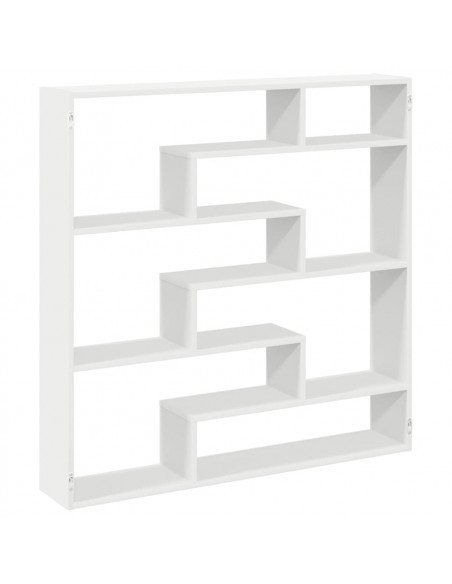 Mensola a Cubo da Parete 7 Scomparti in Truciolato Bianco