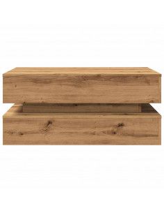 Tavolino da Salotto con Luci LED Rovere Artigianale 90x50x40 cm 2