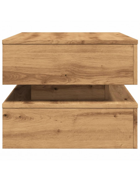 Tavolino da Salotto con Luci LED Rovere Artigianale 90x50x40 cm