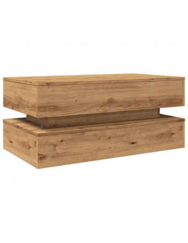 Tavolino da Salotto con Luci LED Rovere Artigianale 90x50x40 cm