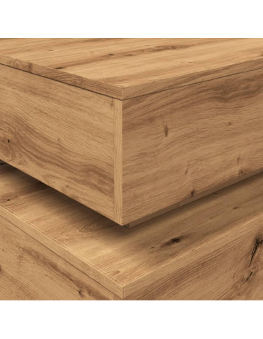 Tavolino da Salotto con Luci LED Rovere Artigianale 90x50x40 cm