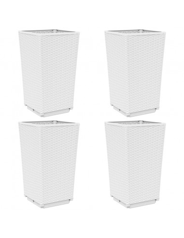 Fioriere da Giardino 4 pz Bianche 32,5x32,5x57 cm in PP