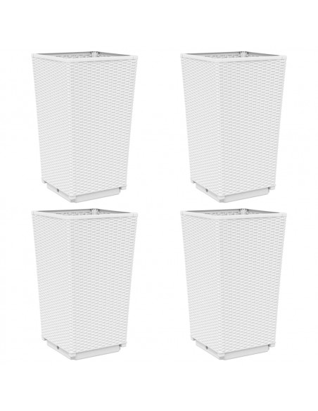 Fioriere da Giardino 4 pz Bianche 32,5x32,5x57 cm in PP