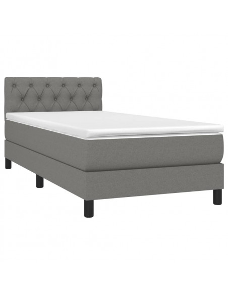 Letto a Molle Materasso e LED Grigio Scuro 80x200 cm in Tessuto