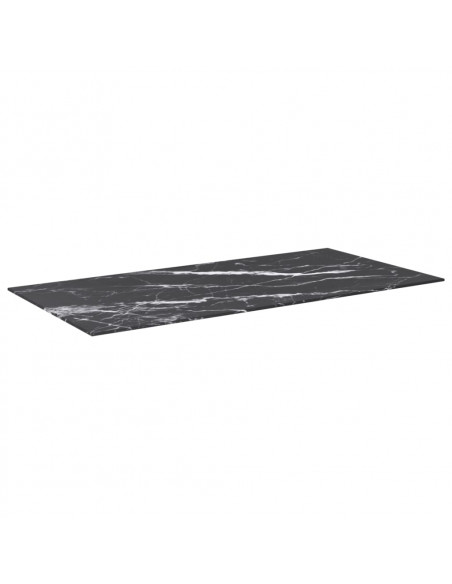 Piano Tavolo Nero 100x50 cm 6mm Vetro Temperato Design Marmo
