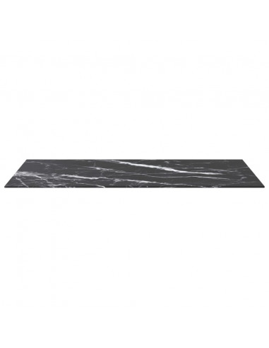Piano Tavolo Nero 100x50 cm 6mm Vetro Temperato Design Marmo