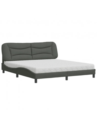 Letto con Materasso Grigio Scuro 180x200 cm Tessuto
