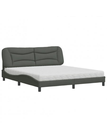 Letto con Materasso Grigio Scuro 180x200 cm Tessuto