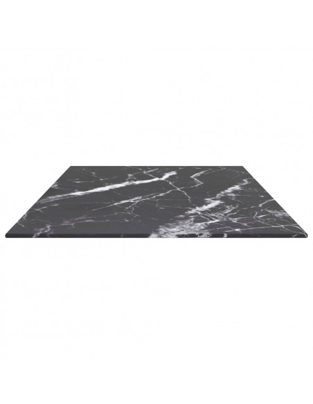 Piano Tavolo Nero 100x50 cm 6mm Vetro Temperato Design Marmo