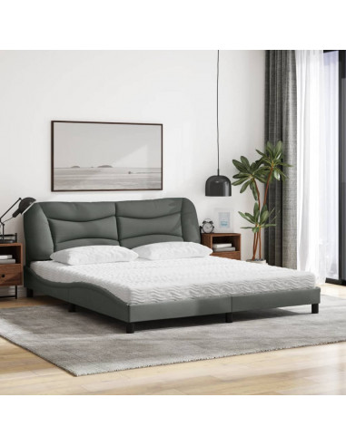 Letto con Materasso Grigio Scuro 180x200 cm Tessuto