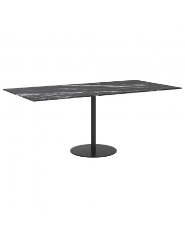 Piano Tavolo Nero 100x50 cm 6mm Vetro Temperato Design Marmo