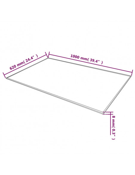 Piano Tavolo in Vetro Temperato Rettangolare 1000x620 mm