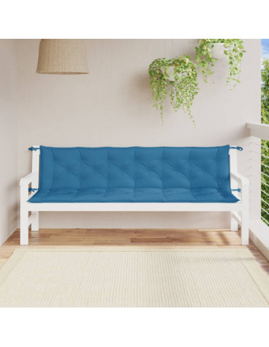 Cuscini Panca Giardino 2pz Blu Mélange 200x50x7 cm Tessuto