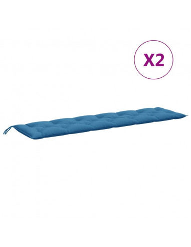 Cuscini Panca Giardino 2pz Blu Mélange 200x50x7 cm Tessuto