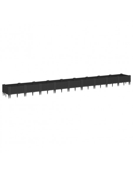 Fioriera da Giardino con Picchetti Nera 362,5x42,5x28,5 cm PP