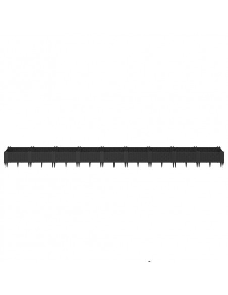 Fioriera da Giardino con Picchetti Nera 362,5x42,5x28,5 cm PP