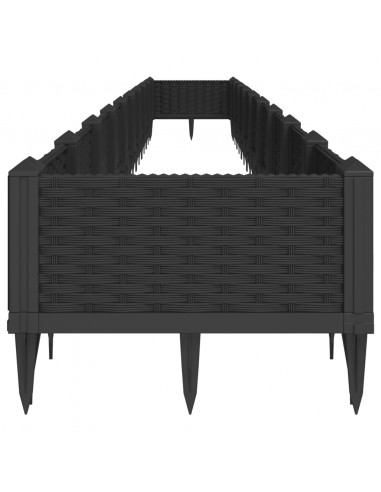 Fioriera da Giardino con Picchetti Nera 362,5x42,5x28,5 cm PP