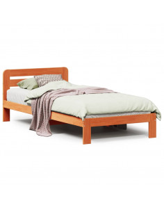 Letto senza Materasso Marrone Cera 75x190 cm in Legno di Pino 2