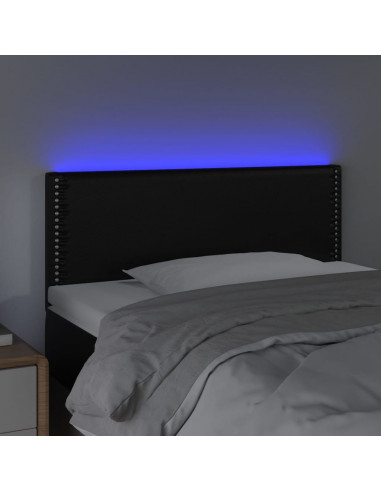 Testiera Nero a LED 90x5x78/88 cm in Similpelle