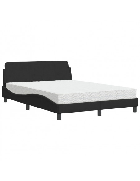 Letto con Materasso Nero 120x200 cm in Velluto