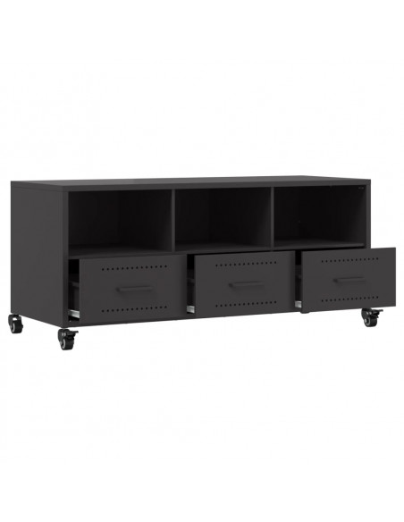 Mobile TV Nero 100,5x39x43,5 cm in Acciaio Laminato a Freddo