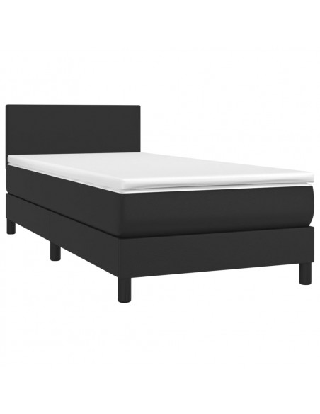 Giroletto a Molle con Materasso Nero 90x190 cm in Similpelle
