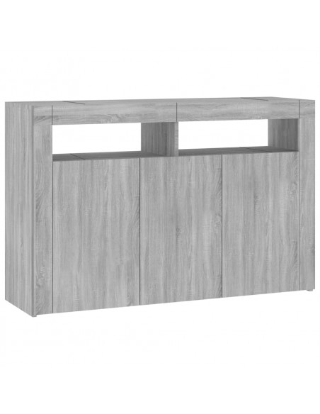 Credenza con Luci LED Grigio Sonoma 115,5x30x75 cm