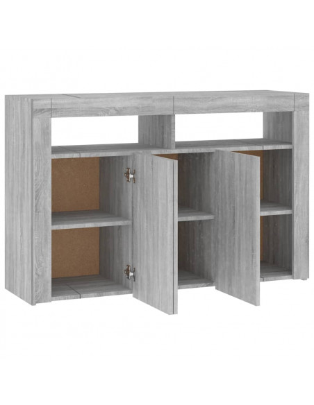 Credenza con Luci LED Grigio Sonoma 115,5x30x75 cm