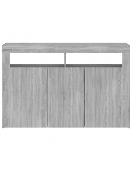 Credenza con Luci LED Grigio Sonoma 115,5x30x75 cm