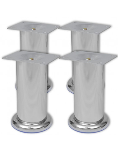 Set 4 gambe rotonde per sofa cromate 120 mm