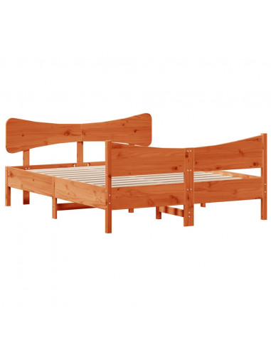 Giroletto con Testiera Marrone Cera 140x190 cm Massello Pino