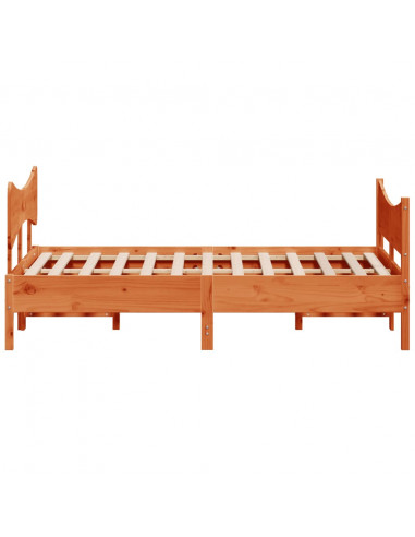 Giroletto con Testiera Marrone Cera 140x190 cm Massello Pino