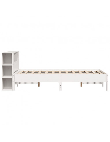 Letto Libreria senza Materasso Bianco 140x190 cm Legno di Pino