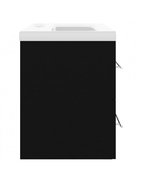 Mobile da Bagno con Lavabo Integrato Nero in Truciolato