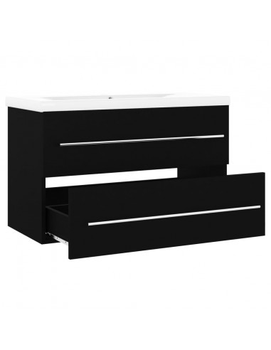 Mobile da Bagno con Lavabo Integrato Nero in Truciolato