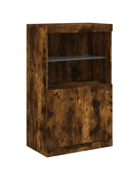 Credenze con Luci LED 3 pz Rovere Fumo in Legno Multistrato