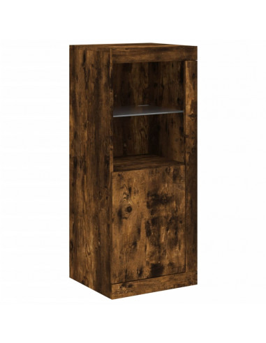 Credenze con Luci LED 3 pz Rovere Fumo in Legno Multistrato