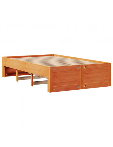 Letto Libreria senza Materasso Marrone Cera 135x190 cm in Pino