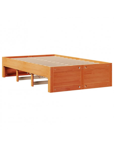 Letto Libreria senza Materasso Marrone Cera 135x190 cm in Pino