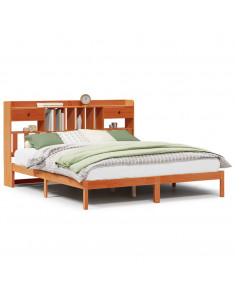 Letto Libreria senza Materasso Marrone Cera 180x200 cm in Pino 2